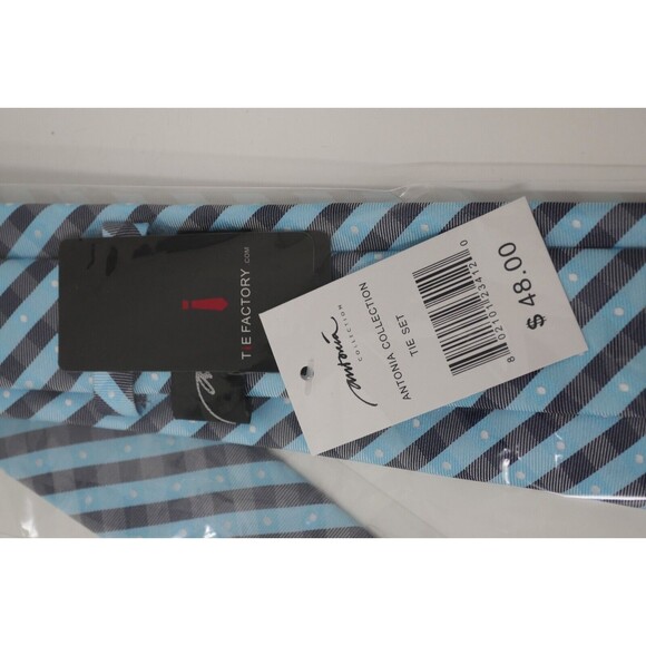 Antonia Collection 100% Silk Tie Set ~ Blue - Picture 4 of 6